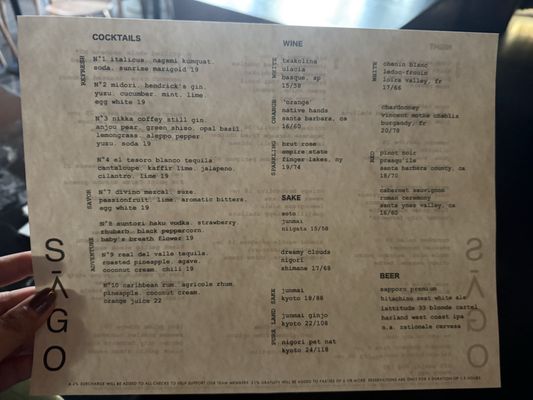 Menu photo 1 SAGO Encinitas, CA Menu photo 1 SAGO Encinitas, CA