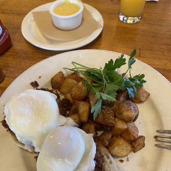 The Kettle - Crabcake Benedict, Breakfast Potatoes, Chilled orange Juice - Diners Near Me - Manhattan Beach, California