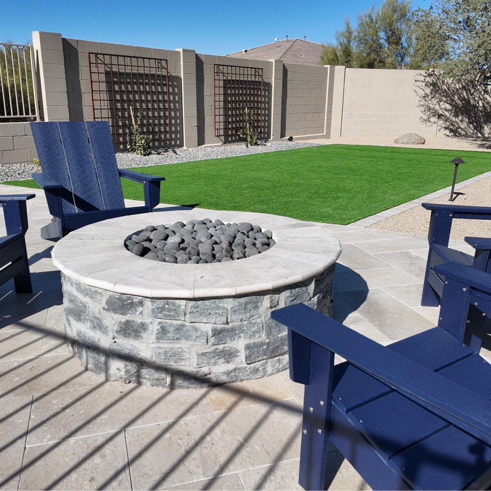 Hawkeye Landscaping - Custom round fire pit and new turf - Landscaping Near Me - Phoenix, Arizona Hawkeye Landscaping - Custom round fire pit and new turf - Landscaping Near Me - Phoenix, Arizona