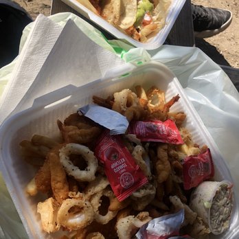 Neptune's Net - Grilled Fish Taco Combo, Calamari, Clams and Shrimp Combo - Seafood Near Me - Malibu, California