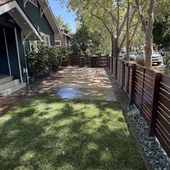 Nguyen Landscaping - After, made a grass area for the dog and a sitting area for a future fire pit on the other side. - Landscaping Near Me