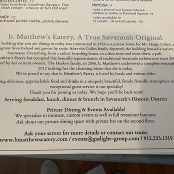 B Matthews Eatery - B Matthew's Story - New American Near Me - Savannah, Georgia