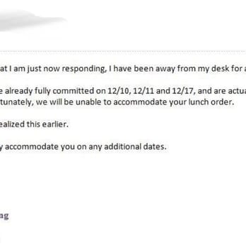 W Millar & Co. Catering - Note the time that she emailed me - Caterers Near Me - Washington, DC, District of Columbia