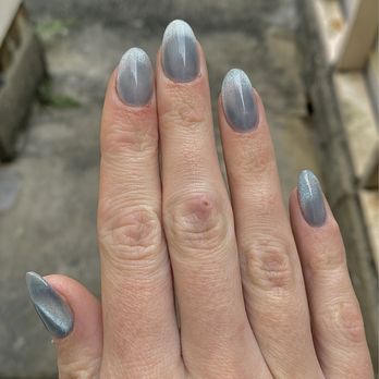 Luxury Nail Spa - cat eye french tip gel x manicure in baby blue! - Nail Salons Near Me - New Orleans, Louisiana Luxury Nail Spa - cat eye french tip gel x manicure in baby blue! - Nail Salons Near Me - New Orleans, Louisiana