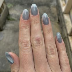 Luxury Nail Spa - cat eye french tip gel x manicure in baby blue!
