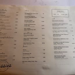 Drink/wine menu