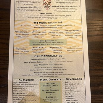 Mesa Latin Kitchen - Menu page 2 - Latin American Near Me - Littleton, Colorado Mesa Latin Kitchen - Menu page 2 - Latin American Near Me - Littleton, Colorado