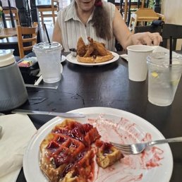 Waffle cake w/ strawberry compote Waffle cake w/ strawberry compote