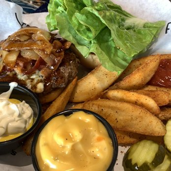 Fuddruckers - Bourbon Bacon Burger with seasoned Wedge-Cut Fries - American Near Me - Norfolk, Virginia