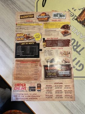 Menu photo 3 BubbaQue's Chiefland, FL