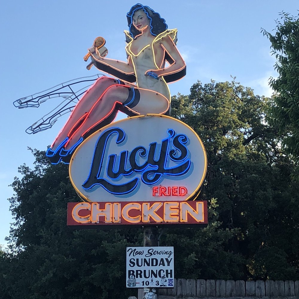 Lucy's Fried Chicken - Front entrance sign - New American Near Me - Austin, Texas Lucy's Fried Chicken - Front entrance sign - New American Near Me - Austin, Texas