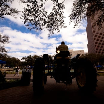 Hermann Square Park - A tractor loading into Hermann Square Park for Rodeo-Round Up - Parks Near Me - Houston, Texas Hermann Square Park - A tractor loading into Hermann Square Park for Rodeo-Round Up - Parks Near Me - Houston, Texas