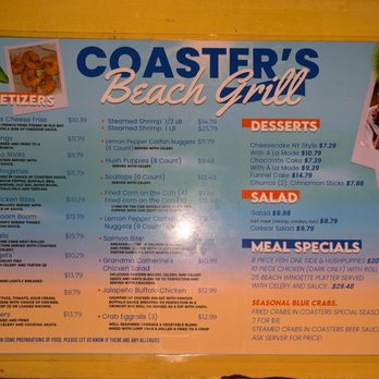 Coasters Beach Grill - Menu pt 2 July 2024 - Bars Near Me - Hampton, Virginia