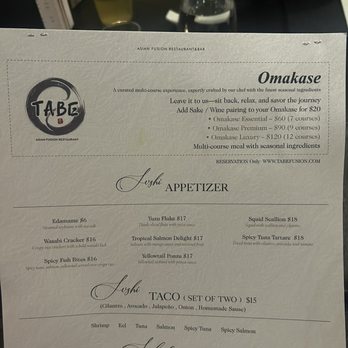 Tabe Fusion - Dinner menu - Asian Fusion Near Me - Ann Arbor, Michigan Tabe Fusion - Dinner menu - Asian Fusion Near Me - Ann Arbor, Michigan