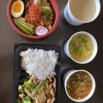 Chi Lin Asian Eatery - Spicy Tantanmen with broth on the side, Mongolian beef with broccoli, egg drop soup, and hot and sour soup - Ramen Near Me - Aurora, Colorado Chi Lin Asian Eatery - Spicy Tantanmen with broth on the side, Mongolian beef with broccoli, egg drop soup, and hot and sour soup - Ramen Near Me - Aurora, Colorado