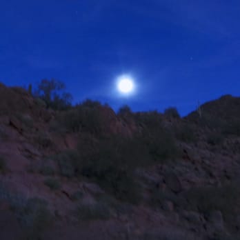 Camelback Mountain - moon just over the apex of the climb - Parks Near Me - Phoenix, Arizona
