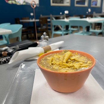Zambra Fusion Cafe - My wife ordered the soup as an appetizer and it was hot and tasty Cup Poblano soup - Asian Fusion Near Me - Corpus Christi, Texas