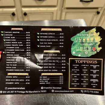 Presotea Mansfield - Menu - Bubble Tea Near Me - Mansfield, Texas