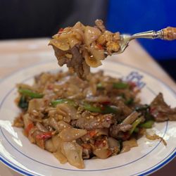 Dark Soy Dream aka Pad See Ew w/ Chinese broccoli, egg ($18) - add beef (+$4)