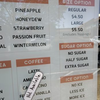 WIN Bubble Tea - Bellevue - Pricing as posted in the window. They now charge $1 more, but haven't changed the sign. - Bubble Tea Near Me - Bellevue, Tennessee