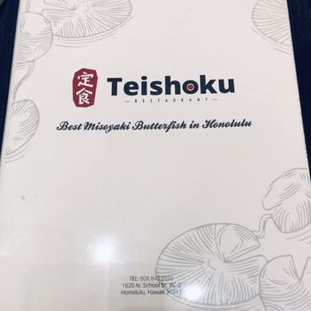 Teishoku - The menu cover boasts "The Best Misoyaki Butterfish in Honolulu" - Japanese Near Me - Honolulu, Hawaii