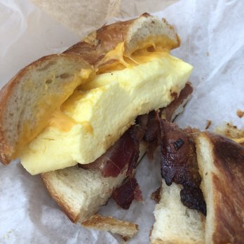 Beanstalk Cafe - Cragel sandwich with eggs, bacon, and cheddar cheese. Delicious!! - Coffee & Tea Near Me - San Francisco, California
