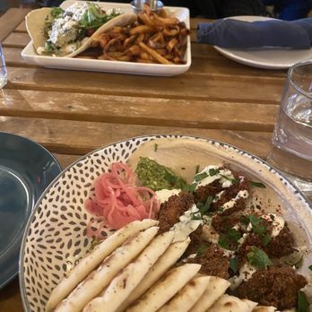 Culinaria - Fried hummus (bottom) - falafel sand which (top) - Venues & Event Spaces Near Me - Lawrence, Kansas