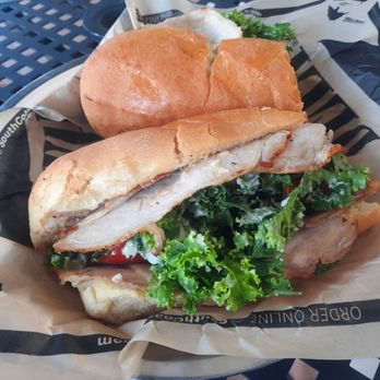 South Coast Deli-Goleta - The summer abroad: roast pork loin, kale, artichoke, roasted red pepper, onion, pecorino, and garlic dressing. $9 during sandwich week. - Delis Near Me - Goleta, California South Coast Deli-Goleta - The summer abroad: roast pork loin, kale, artichoke, roasted red pepper, onion, pecorino, and garlic dressing. $9 during sandwich week. - Delis Near Me - Goleta, California
