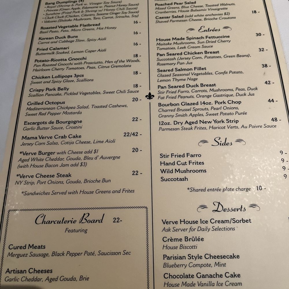 Verve Restaurant - Dinner menu - French Near Me - Somerville, New Jersey Verve Restaurant - Dinner menu - French Near Me - Somerville, New Jersey