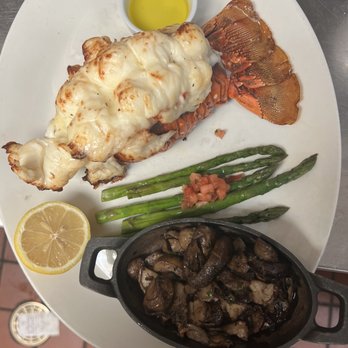 J Gilbert's - Lobster tail with asparagus and mushrooms - Steakhouses Near Me - McLean, Virginia
