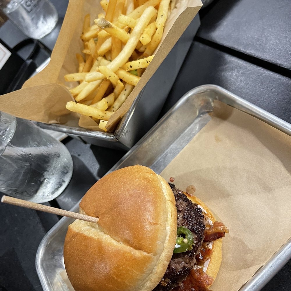 Charred Burger + Bar - Jalapeño popper burger with shared fries! - Burgers Near Me - Omaha, Nebraska Charred Burger + Bar - Jalapeño popper burger with shared fries! - Burgers Near Me - Omaha, Nebraska