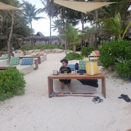 The beach front area. We came during sargasso season so it was calm and empty. Kinda nice actually.