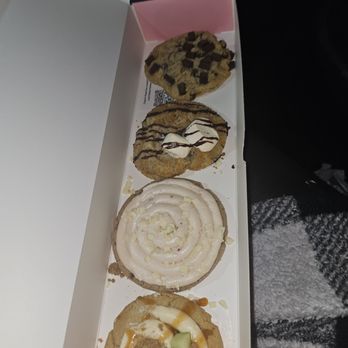 Crumbl - Meridian - Caramel Apple Cookie, Strawberry Cake Cookie, Smores Cookie, Semi-Sweet Chocolate Chip. - Desserts Near Me - Meridian, Idaho