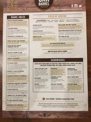 Menu photo 6 Oak Barrel Tavern Worcester, MA