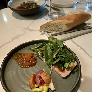 Kingfisher - DUCK LIVER PATE:
Herbs, Chili Oil, House Pickles, Kumquat Preserve, Toasted Baguette. $26 (2/24/23) - Vietnamese Near Me - San Diego, California Kingfisher - DUCK LIVER PATE:
Herbs, Chili Oil, House Pickles, Kumquat Preserve, Toasted Baguette. $26 (2/24/23) - Vietnamese Near Me - San Diego, California