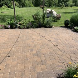 Paver Care & Repair - Sanded and sealed! The lines are shadows from out patio string lights