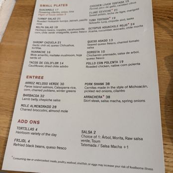 Sobre Masa - Dinner menu (5/2/2026) - Mexican Near Me - Brooklyn, New York