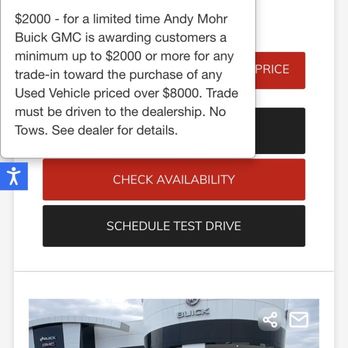 Andy Mohr Buick GMC - This is the online printed add that attracted for the $2000 "minimum" trade. - Auto Repair Near Me - Fishers, Indiana Andy Mohr Buick GMC - This is the online printed add that attracted for the $2000 "minimum" trade. - Auto Repair Near Me - Fishers, Indiana