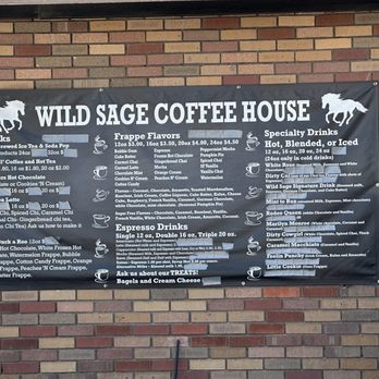 Wild Sage Coffee House - Outside menu for the drive-through - Burgers Near Me - Roosevelt, Utah Wild Sage Coffee House - Outside menu for the drive-through - Burgers Near Me - Roosevelt, Utah