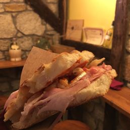 Prosciutto cotto with piccante pecorino cheese and spicy tomato sauce. Prosciutto cotto with piccante pecorino cheese and spicy tomato sauce.