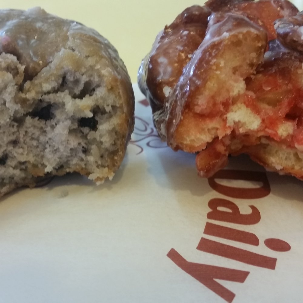 Bakers Donuts - Inside blueberry donut and guava fritter - Donuts Near Me - Sacramento, California