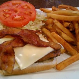 Katie Melt, Grilled Chicken Cheese Bacon Lettuce Tomato Onion and Side of Fry's. Katie Melt, Grilled Chicken Cheese Bacon Lettuce Tomato Onion and Side of Fry's.