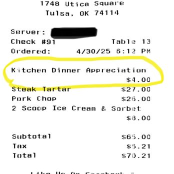 Stonehorse Cafe - Hidden surcharge on bill - New American Near Me - Tulsa, Oklahoma Stonehorse Cafe - Hidden surcharge on bill - New American Near Me - Tulsa, Oklahoma