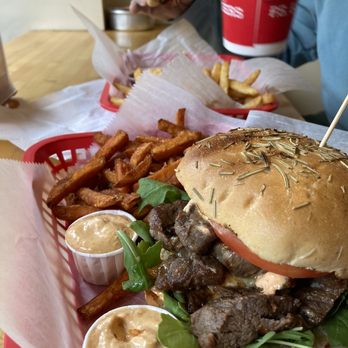 P.S. Burgers - P.S. Skirt Steak Combo Sandwich Sweet Potato Fries - Burgers Near Me - Mineola, New York P.S. Burgers - P.S. Skirt Steak Combo Sandwich Sweet Potato Fries - Burgers Near Me - Mineola, New York
