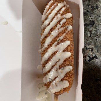 Two Hands Corn Dog - Two Hands Dog - Wife was out off by the sweetness, but it certainly pairs well with the saltiness of the dog... - Korean Near Me - San Marcos, California Two Hands Corn Dog - Two Hands Dog - Wife was out off by the sweetness, but it certainly pairs well with the saltiness of the dog... - Korean Near Me - San Marcos, California