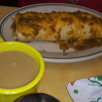 Garcia's Kitchen - The Original - Breakfast burrito with sausage, green chile and extra cheese inside and out. - New Mexican Cuisine Near Me - Albuquerque, New Mexico