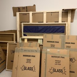 Meehan's Family Moving - Packing and preparing custom wood crates and picture cartons. Getting ready for the long journey to NYC