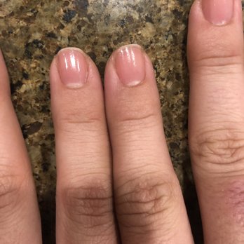 Nails Of America - It's not even the same shape. I can do better. Plus only one coat of polish! One! - Nail Salons Near Me - Spring, Texas