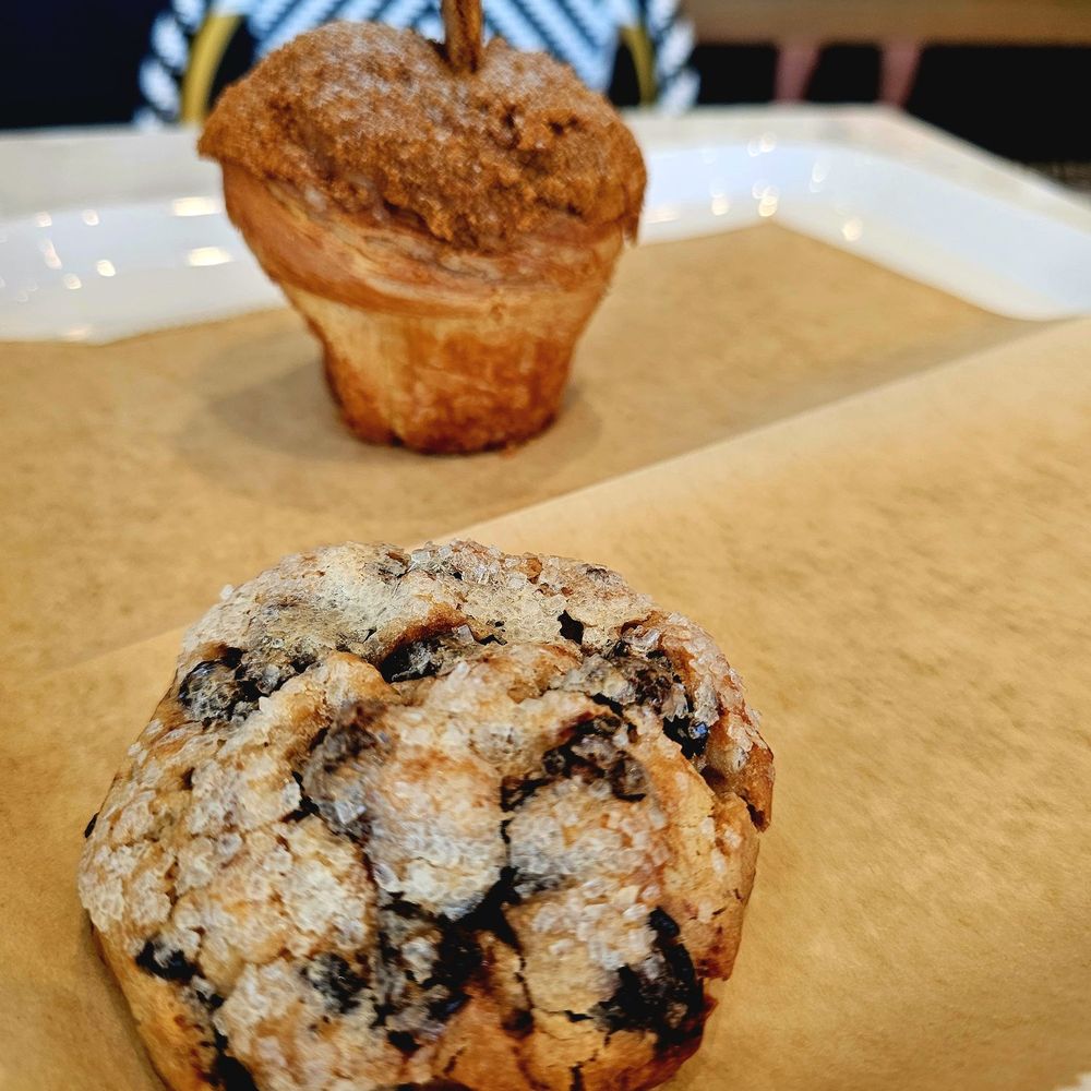 Chocolate Chip Scone and Biscoff Creme fill ed muffin