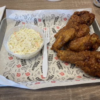Bonchon Colony - Six-piece, lunch, special, mixed wings, and legs, with coleslaw - Chicken Wings Near Me - Lewisville, Texas